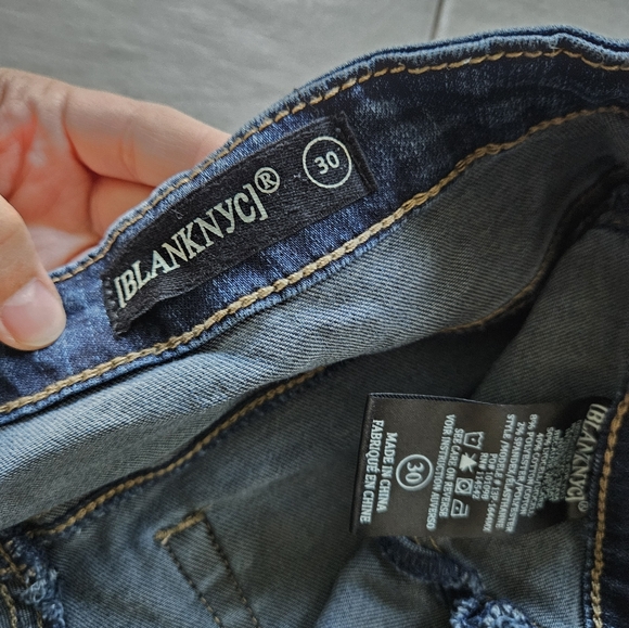 Blank NYC Distressed Fringe Ankle Jeans in Blue - Picture 5 of 6